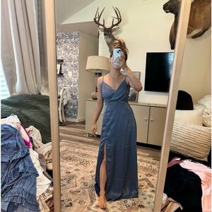 Never Worn Lulu’s Blue Satin Dress